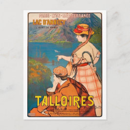 Postal Talloires, lago de Annecy, pareja en picnic, vinta