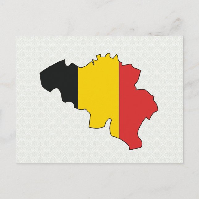 Postal Tamaño completo del mapa de bandera de Bélgica (Anverso)