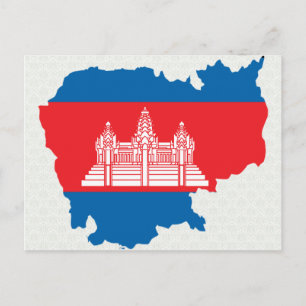 Postal Tamaño completo del mapa de bandera de Camboya