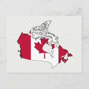 Postal Tamaño completo del mapa de bandera de Canadá