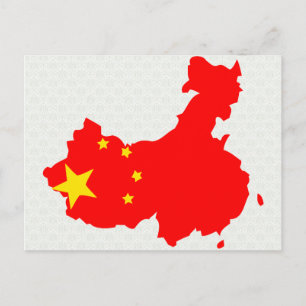 Postal Tamaño completo del mapa de bandera de China
