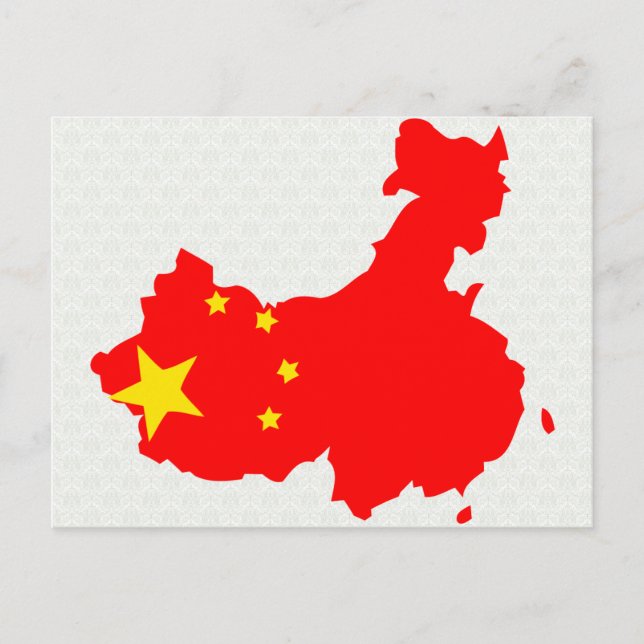 Postal Tamaño completo del mapa de bandera de China (Anverso)