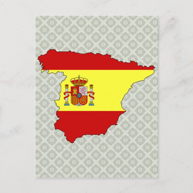 Postal Tamaño completo del mapa de bandera de España (Anverso)