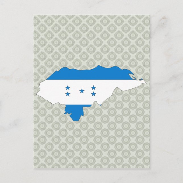 Postal Tamaño completo del mapa de bandera de Honduras (Anverso)