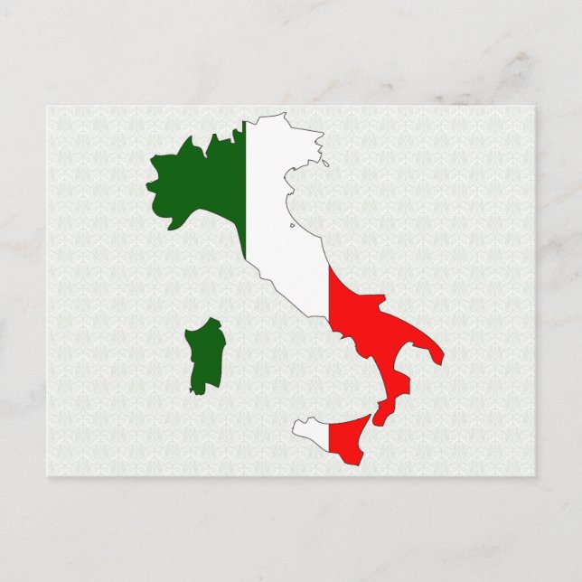 Postal Tamaño completo del mapa de bandera de Italia (Anverso)