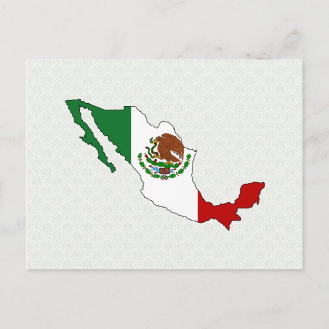 Postal Tamaño completo del mapa de bandera de México (Anverso)