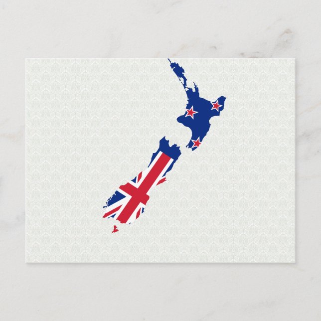 Postal Tamaño completo del mapa de bandera de Nueva Zelan (Anverso)