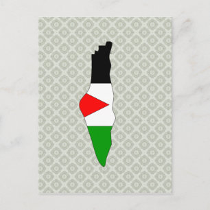 Postal Tamaño completo del mapa de bandera de Palestina
