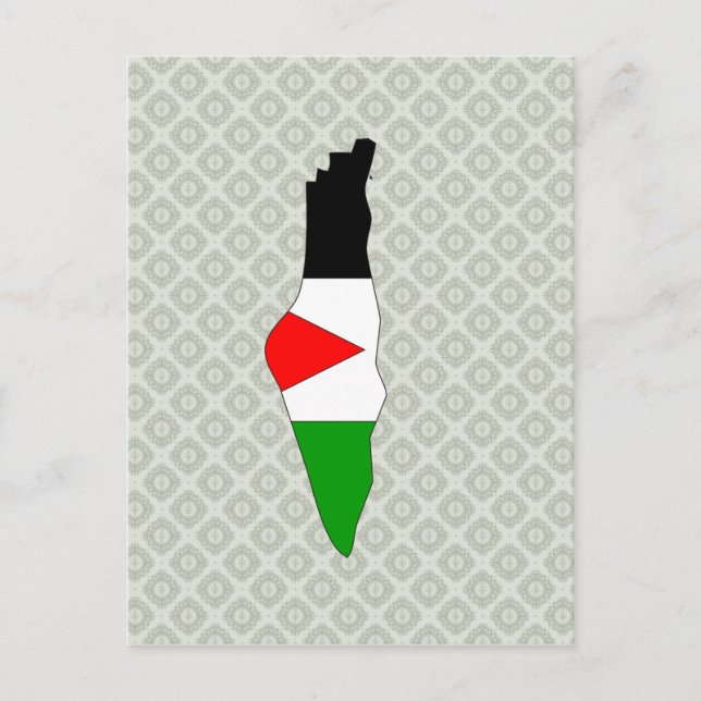Postal Tamaño completo del mapa de bandera de Palestina (Anverso)