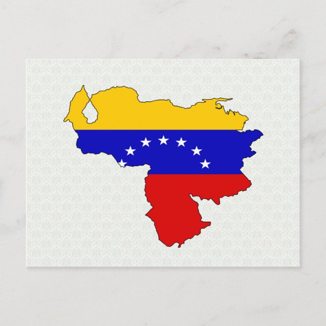 Postal Tamaño completo del mapa de bandera de Venezuela (Anverso)