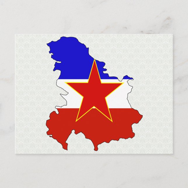 Postal Tamaño completo del mapa de bandera de Yugoslavia (Anverso)