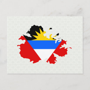 Postal Tamaño completo del mapa de la bandera de Antigua