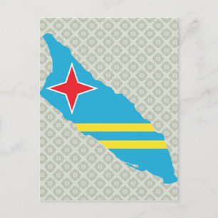 Postal Tamaño completo del mapa de la bandera de Aruba