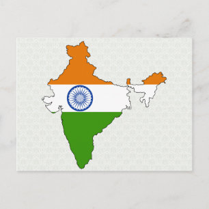 Postal Tamaño completo del mapa de la bandera de la India