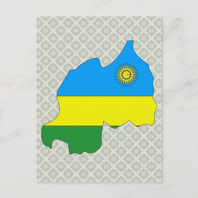 Postal Tamaño completo del mapa de la bandera de Ruanda (Anverso)