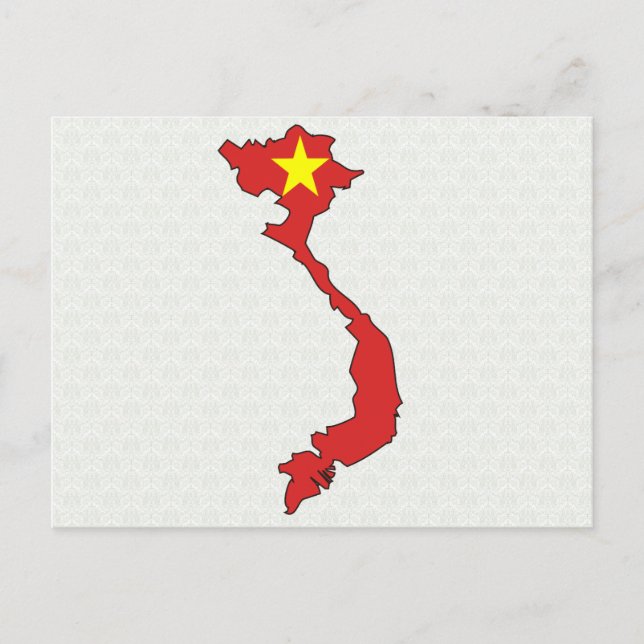 Postal Tamaño completo del mapa de la bandera de Vietnam (Anverso)