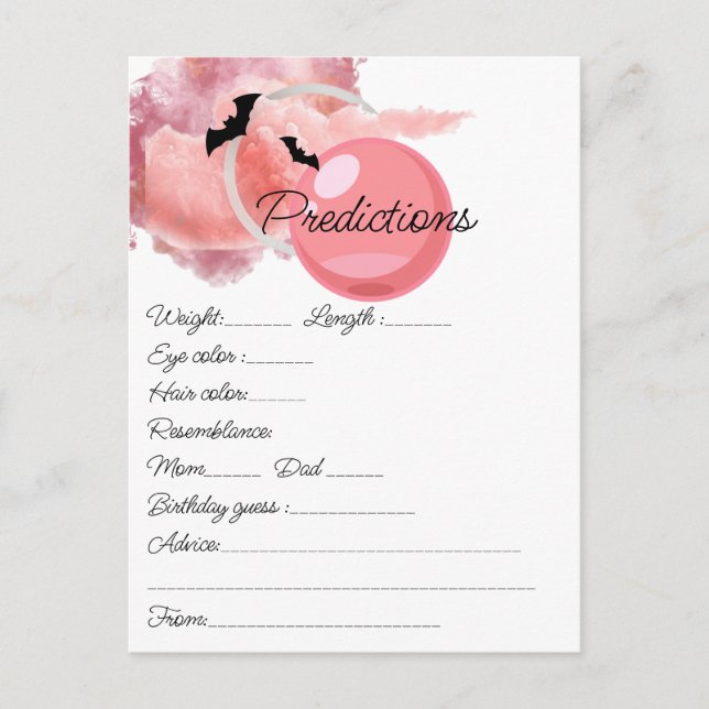 Postal tamaño ducha de bebé rosa Tarjeta de predic (Anverso)