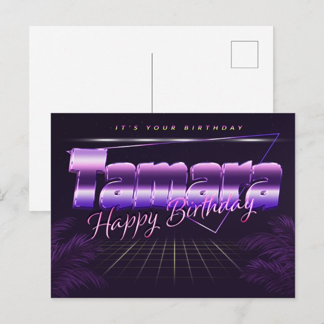 Postal Tamara Name Vorname lila Postkarte Geburtstag (Anverso / Reverso)