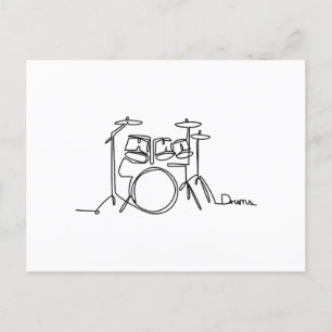 Postal Tambores de una línea de diseño de música de tambo