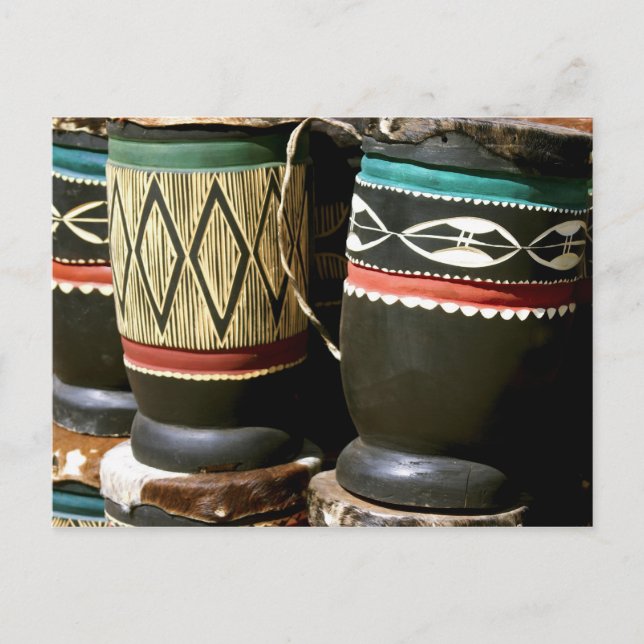 Postal Tambores tallados a mano, Livingston, Zambia (Anverso)