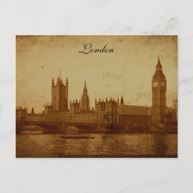 Postal Támesis del río Londres y Parlamento (Anverso)
