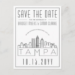 Postal Tampa Boda | Estilizado Skyline Guardar la fecha