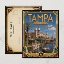 Tampa Florida Arte Vintage Deco Dorado