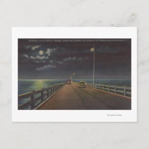 Postal Tampa, Florida - Vista en luna del puente Gandy