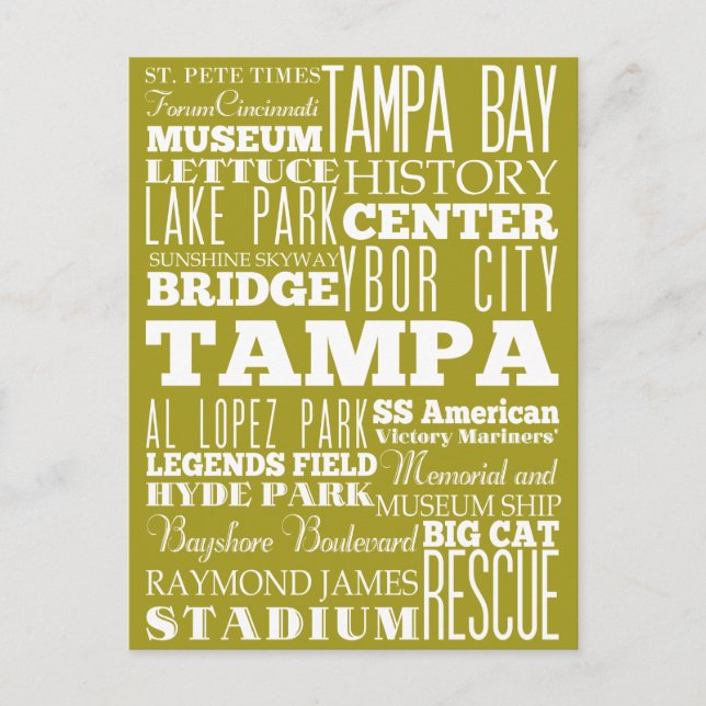 Postal Tampa único, idea de regalo de Florida (Anverso)
