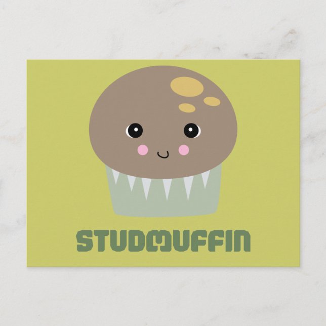 Postal tan lindo muffin kawaii (Anverso)