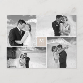 Postal Tan Square Monogram 4 Photo Boda Gracias