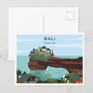 Postal Tanah Lot Bali Indonesia lugar de viaje ilustracio