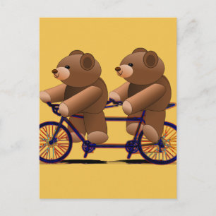 Postal Tándem para bicicletas, Teddy Bear Print