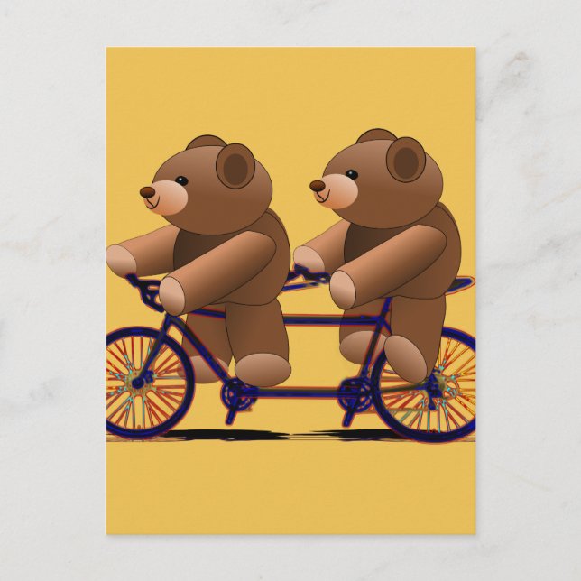 Postal Tándem para bicicletas, Teddy Bear Print (Anverso)