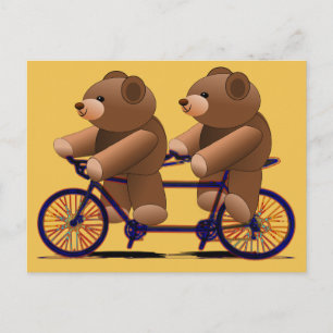Postal Tándem para bicicletas, Teddy Bear Print