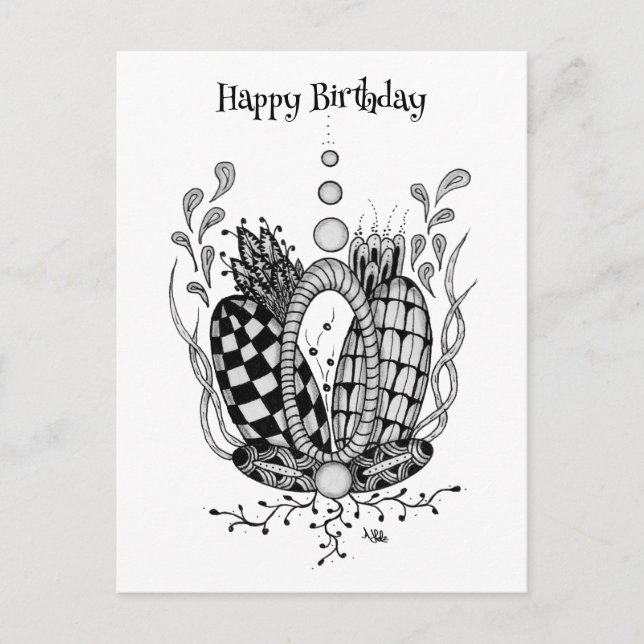 Postal Tangle Art: Florales Design, Ovale -  (Anverso)