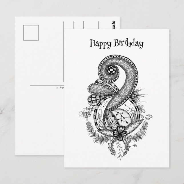 Postal Tangle Art: Florales Motiv -  (Anverso / Reverso)