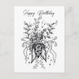 Postal Tangle Blume gezeichnet - 