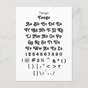 Postal Tango - Hoja de ejemplo de fuente Zazzle