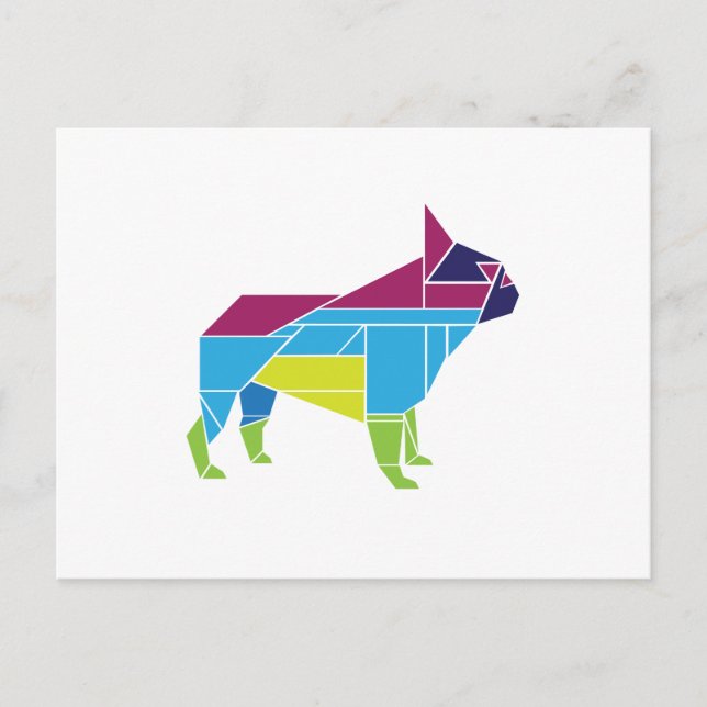 Postal Tangram Frenchie, multicolor (Anverso)