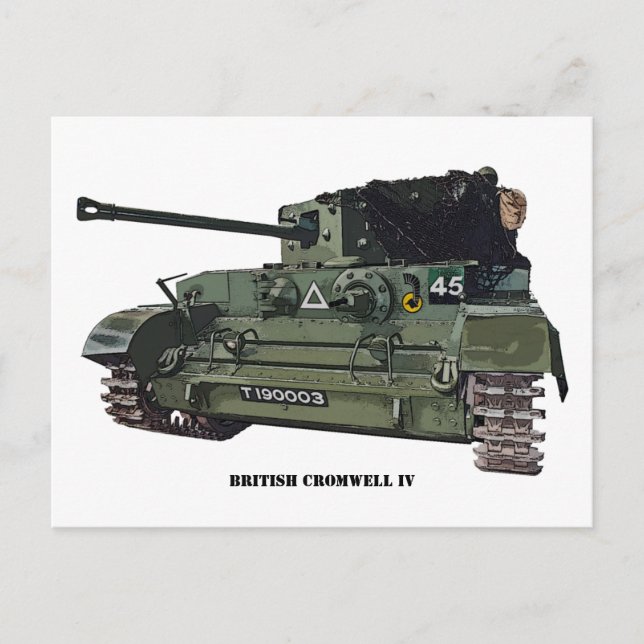 Postal Tanque Cromwell IV británico (Anverso)