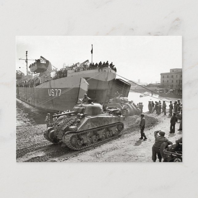Postal Tanques Sherman de la Segunda Guerra Mundial desem (Anverso)