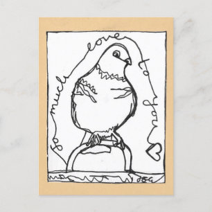 Postal Tanta Amor Pigeon Postcard Línea Continua