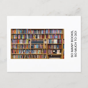 Postal Tantos libros, tanto que hacer! Cita, Amantes de l