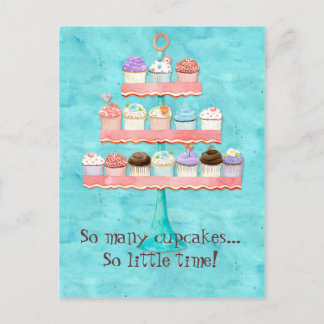 Postal ¡Tantos pasteles, tan poco tiempo! Arte de pastele