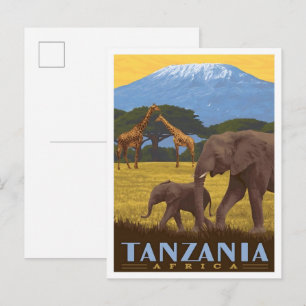 Postal Tanzania África Viajes Vintage