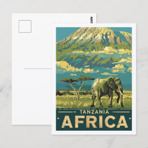 Postal Tanzania África Vintage Famoso lugar de viaje