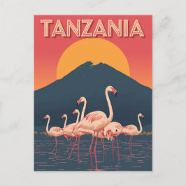 Postal Tanzania Flamingo Sunset