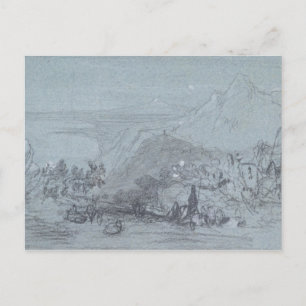 Postal Taormina, de 'Vistas a Sicilia' (tiza y gouache)