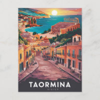 Taormina, pintura de color de agua Sicilia Estilis